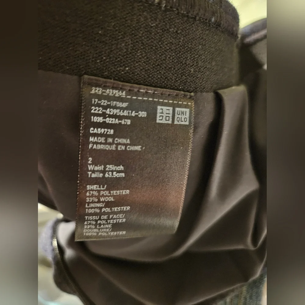 Uniqlo Blue/Grey Plaid Wool Blend Mini Skirt with Pockets Size 2 - Picture 7 of 7